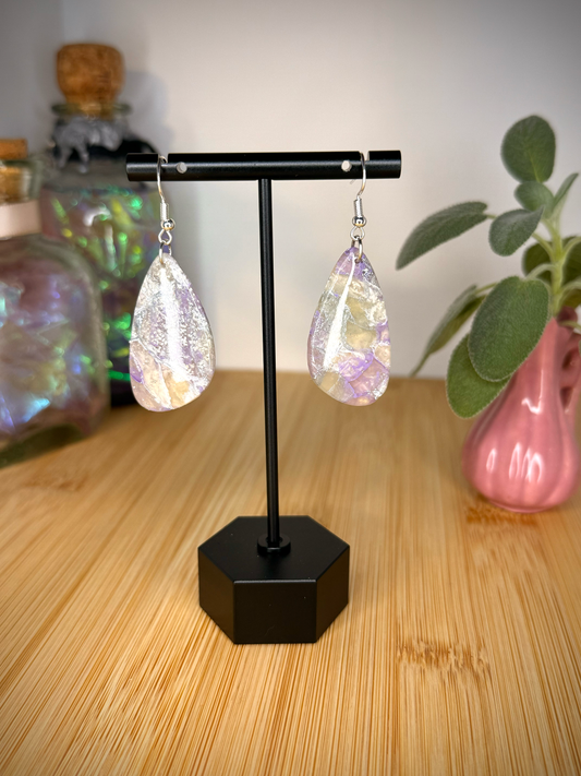 Lavender dreams butterfly wing clay earrings